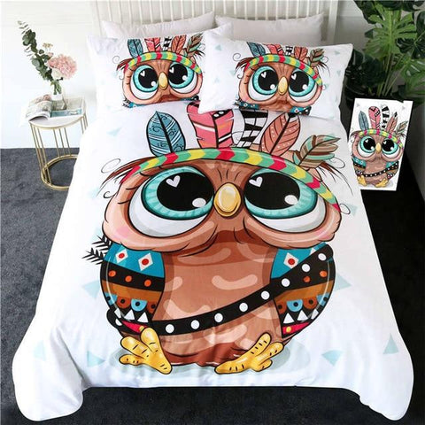 Image of Cartoon Owl Comforter Set - Beddingify