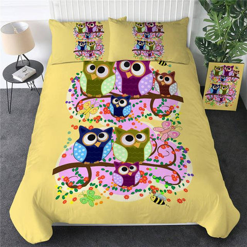 Image of Cartoon Owl Comforter Set - Beddingify