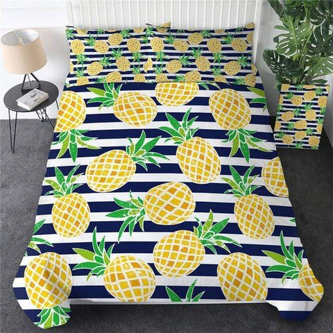 Image of Pineapple Tropical Palm Leave Comforter Set - Beddingify