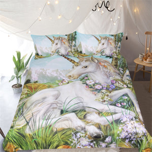 Watercolor Floral Unicorn Bedding Set - Beddingify
