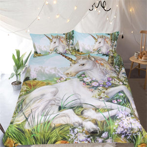 Watercolor Floral Unicorn Comforter Set - Beddingify