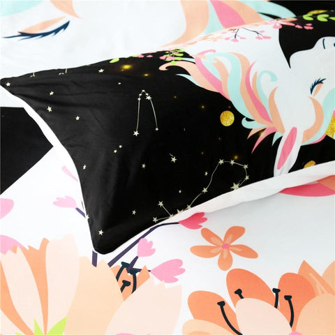 Image of Pink Flower Unicorn Comforter Set - Beddingify