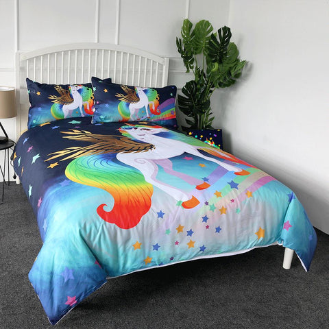 Image of Golden Winged Unicorn Comforter Set - Beddingify