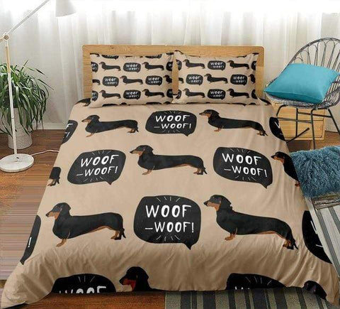 Image of Cartoon Sausage Dog Comforter Set - Beddingify