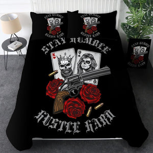 Sugar Skull Playing Card Roses Revolver Bedding Set - Beddingify