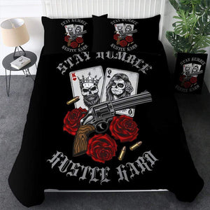 Sugar Skull Playing Card Roses Revolver Comforter Set - Beddingify