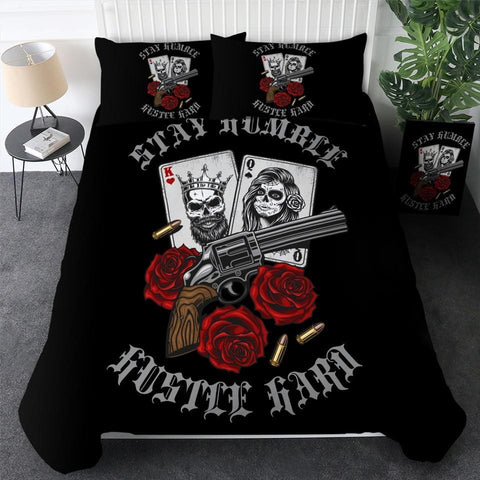 Image of Sugar Skull Playing Card Roses Revolver Bedding Set - Beddingify