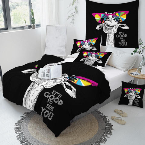 Image of Funny Giraffe Comforter Set - Beddingify