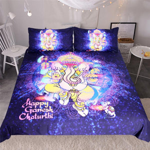 Purple Elephant God Comforter Set - Beddingify