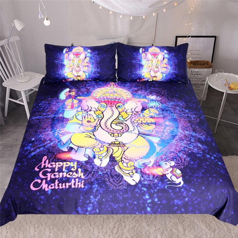 Image of Purple Elephant God Comforter Set - Beddingify