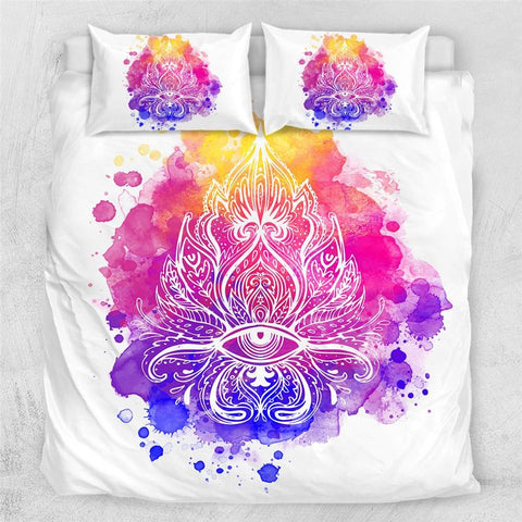 Image of Artistic Abstract Lotus Boho Hippie Comforter Set - Beddingify