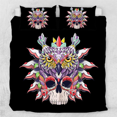Image of Tribal Owl Skull Comforter set - Beddingify