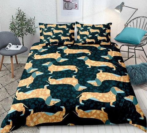 Image of Cute Dachshund Sausage Dog Comforter Set - Beddingify