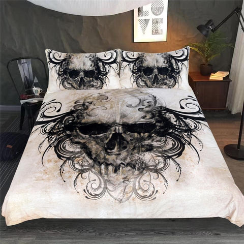 Image of Vintage Horrible Skull Comforter Set - Beddingify