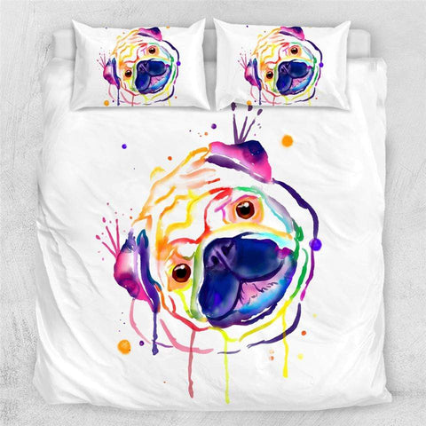 Image of Water Color Pug Comforter Set - Beddingify