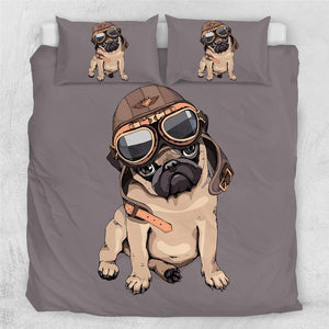 Pilot Pug Comforter Set - Beddingify