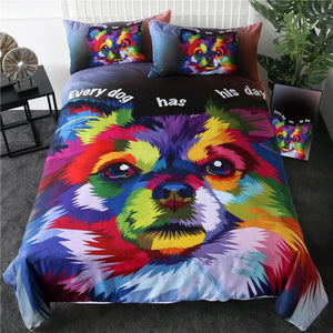 Watercolor Art Dog Comforter Set - Beddingify