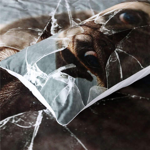 Image of 3D Pug Broken Glass Comforter Set - Beddingify