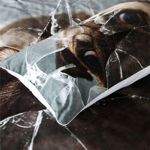 Image of 3D Pug Broken Glass Bedding Set - Beddingify