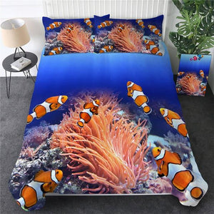 Clown fish 3D Ocean Coral Duvet Comforter Set - Beddingify