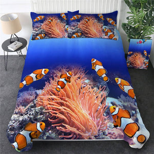 Clown fish 3D Ocean Coral Duvet Bedding Set - Beddingify
