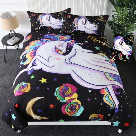 Image of Lovely Moon Star Unicorn Bedding Set - Beddingify