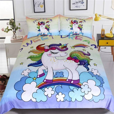 Image of Lovely Moon Star Unicorn Comforter Set - Beddingify