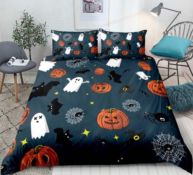 Halloween Bat with Pumpkin Bedding Set - Beddingify