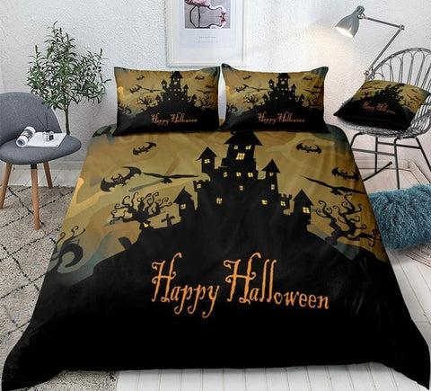 Image of Halloween Castle Black Bedding Set - Beddingify