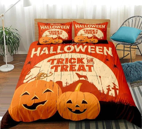 Image of Pumpkin Trick Or Treat Halloween Comforter Set - Beddingify