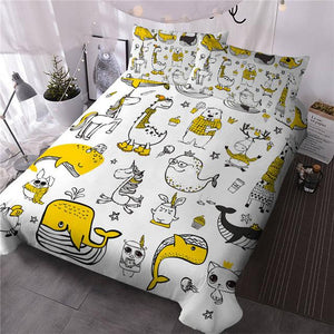 Hipster Doodle Animal Comforter Set - Beddingify