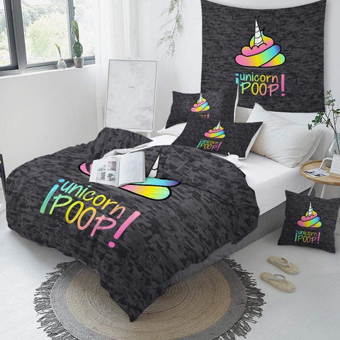 Image of Rainbow Poop Comforter Set - Beddingify