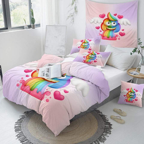 Image of Rainbow Poop Comforter Set - Beddingify