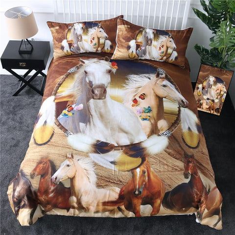 Image of Dreamcatcher Galloping Horse Comforter Set - Beddingify