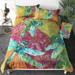 Dragonfly Leaf Stems Comforter Set - Beddingify