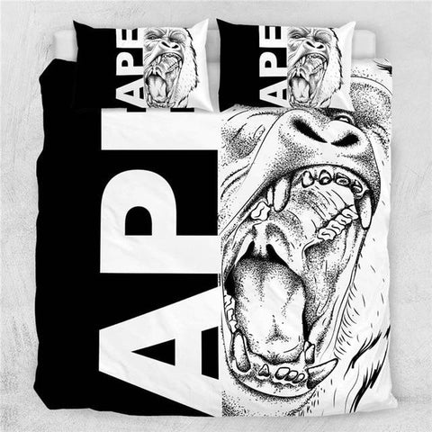 Image of Wolf Set Letters Cool Black White Comforter Set - Beddingify