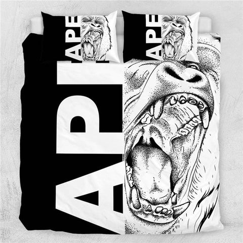 Image of Wolf Set Letters Cool Black White Bedding Set - Beddingify