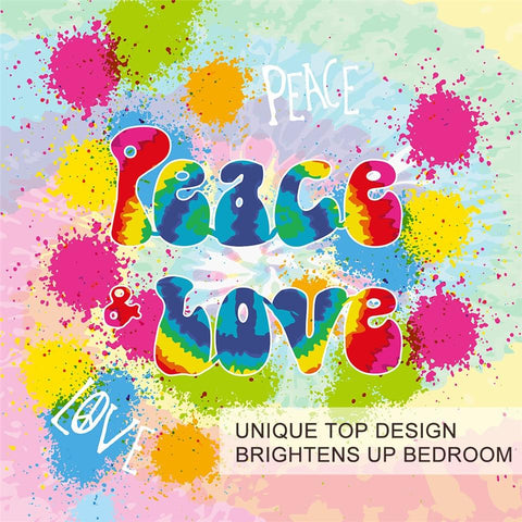 Image of Peace and Love Rainbow Comforter Set - Beddingify