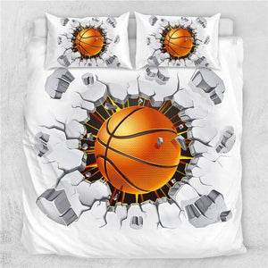 Basketball Football Cracked Bricks Wall Comforter Set - Beddingify