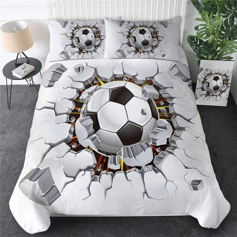 Image of Basketball Football Cracked Bricks Wall Comforter Set - Beddingify