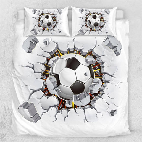 Image of Basketball Football Cracked Bricks Wall Comforter Set - Beddingify