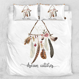 Dreamcatcher Boho Feathers Bedding Set - Beddingify