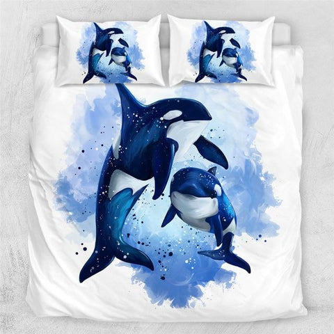 Image of Orcinus Ocean Blue Comforter Set - Beddingify
