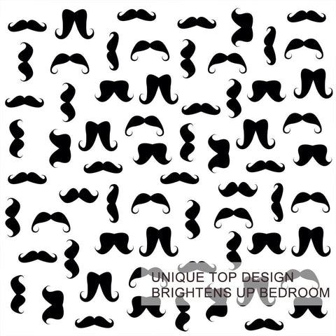 Image of Mustaches Black and White Hipster Comforter Set - Beddingify