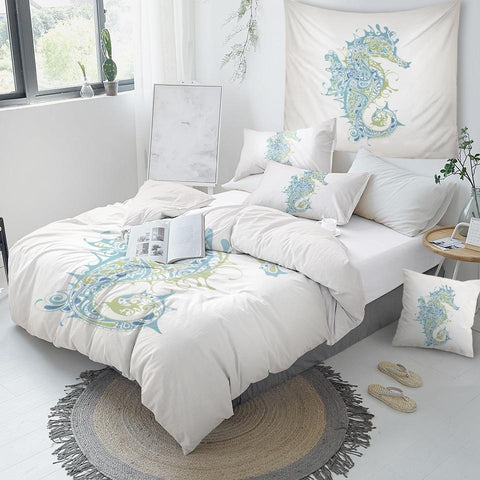 Image of Seahorse Themed Comforter Set - Beddingify