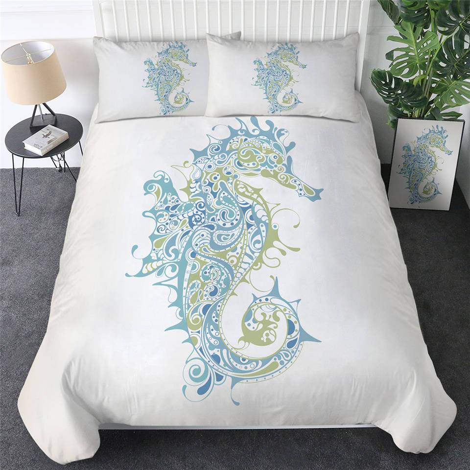 Seahorse Themed Comforter Set - Beddingify