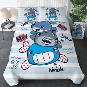 Baby Cartoon Shark Bedding Set - Beddingify