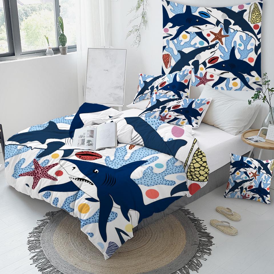Cartoon Shark Comforter Set - Beddingify