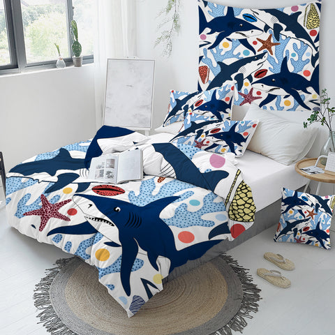Image of Cartoon Shark Bedding Set - Beddingify