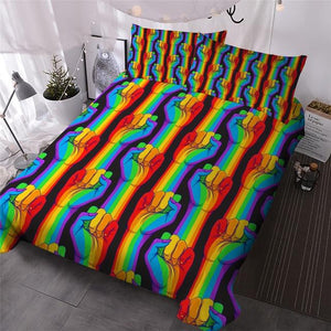 Fist Striped Bedlinen Realistic Style Rainbow Color Bedding Set - Beddingify